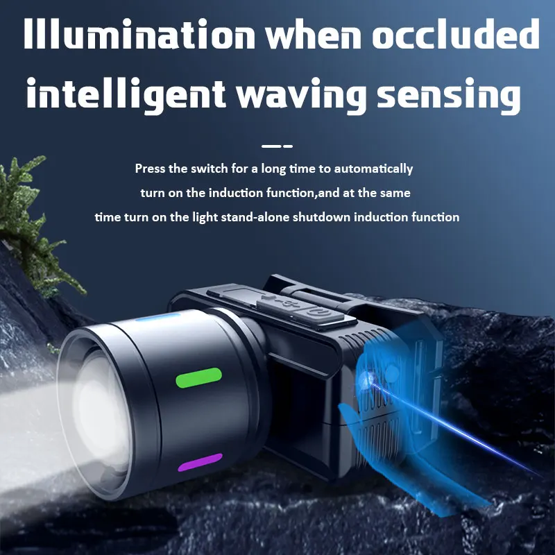 

Rechargeable Portable Headlamp Super Bright Flashlight Light Waterproof Emergency Camping Cycling Searching LED Headlight