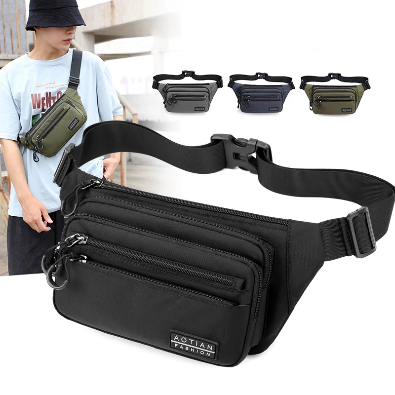 

Brand Nylon Waterproof Men's Waist Packs 2022 New Boy Outdoor Travel Waist Bag Unisex Chest Bag Storage Pocket Male Dropshipping