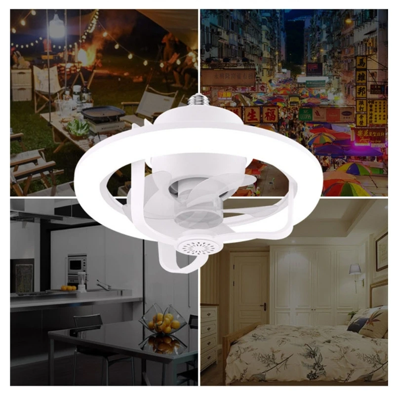 مروحة سقف LED مع جهاز تحكم عن بعد ، مصابيح عكس الضوء ، لمبة ، داخلي ، غرفة نوم ، الثريا ، التبريد ، لون قابل للتعديل