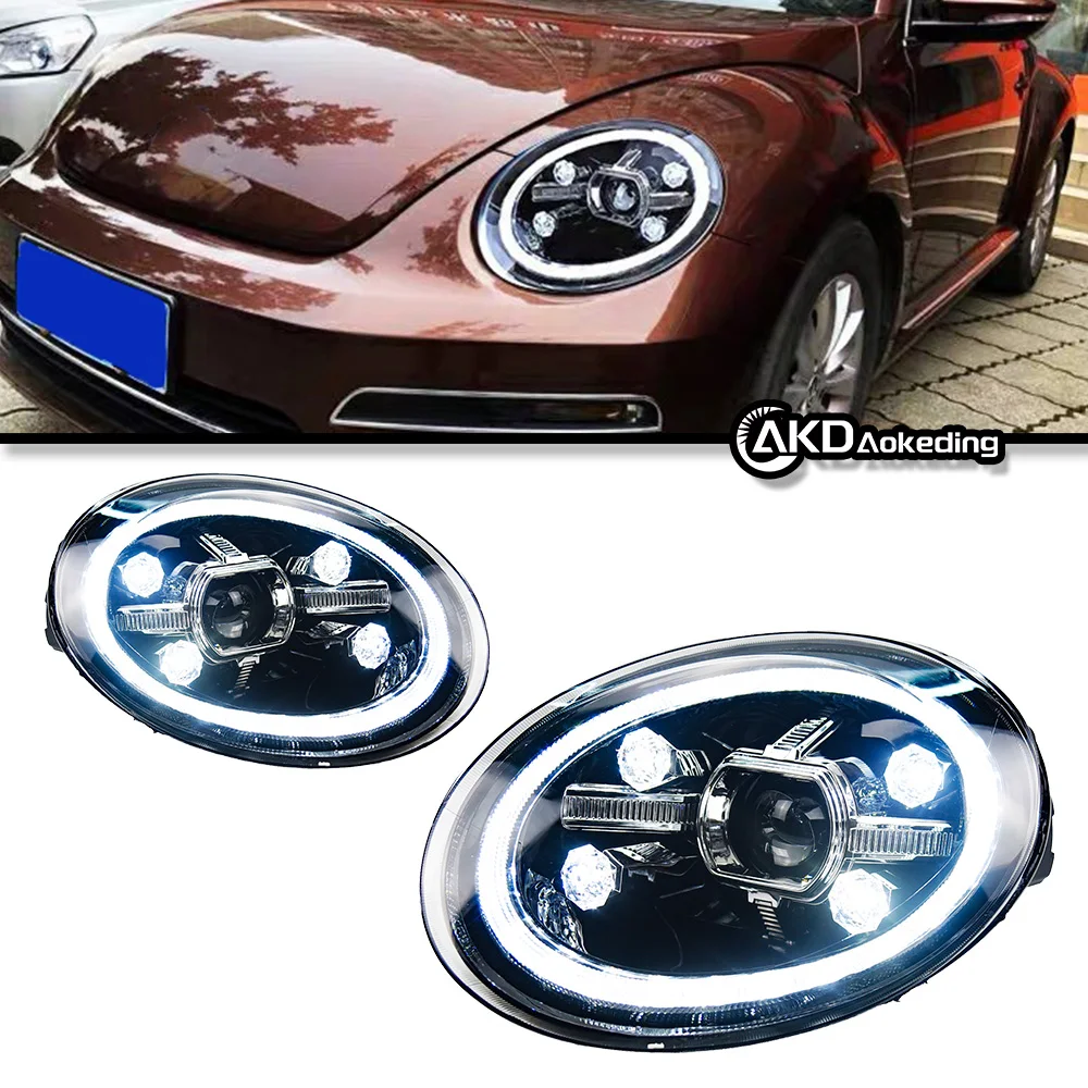 AKD Head Lamp for VW Beetle LED Headlight 2013-2021 Headlights Beetle DRL Turn Signal High Beam Angel Eye Projector Lens