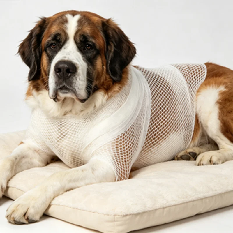 100cm Multi-Functional Elastic Mesh Bandage for Pets, Suitable for All Breeds and Sizes, Protective Elastic Mesh Wrap for Wounds of Cats, Dogs, Large Domestic Animals, Highly Elastic and Breathable, Does Not Damage Fur, Suitable for Cats, Dogs, Cattle, Sheep, Short Horses, Large Wound Fixation Bandage Net Wrap