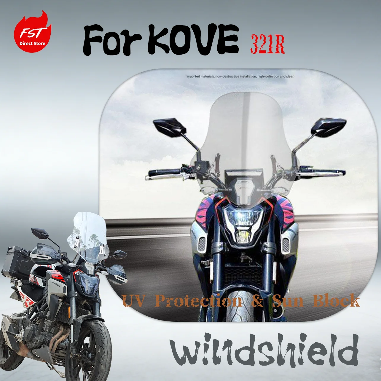

ADV Rally Wind Deflector for KOVE 800X, Heightened & Widened, Reduce Wind Noise Anti-UV, Motorcycle Modified Accessory