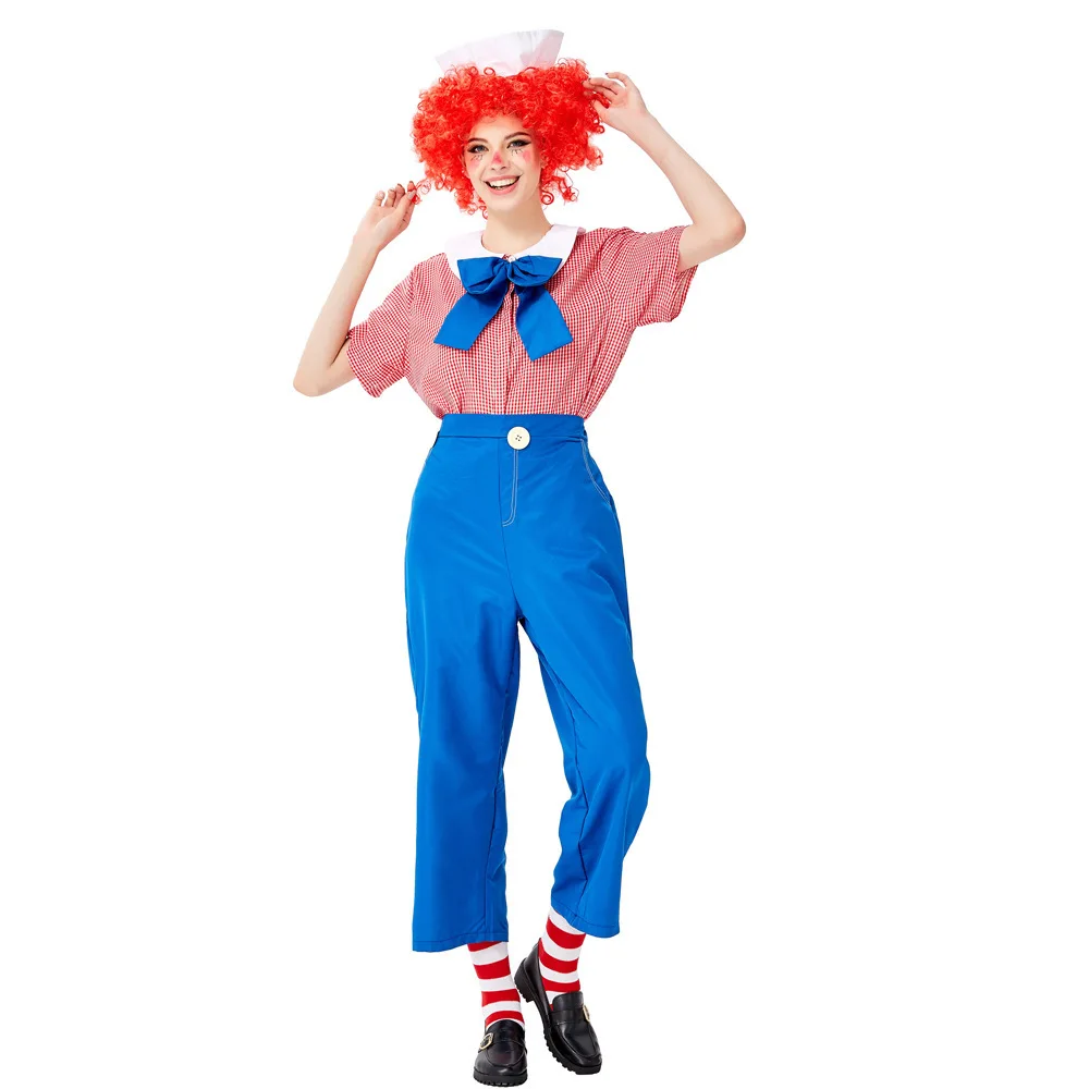 

Toy Story Doll Costume Women Checked Clown Drama Costume For Halloween Carnival Stage Performance Clothes