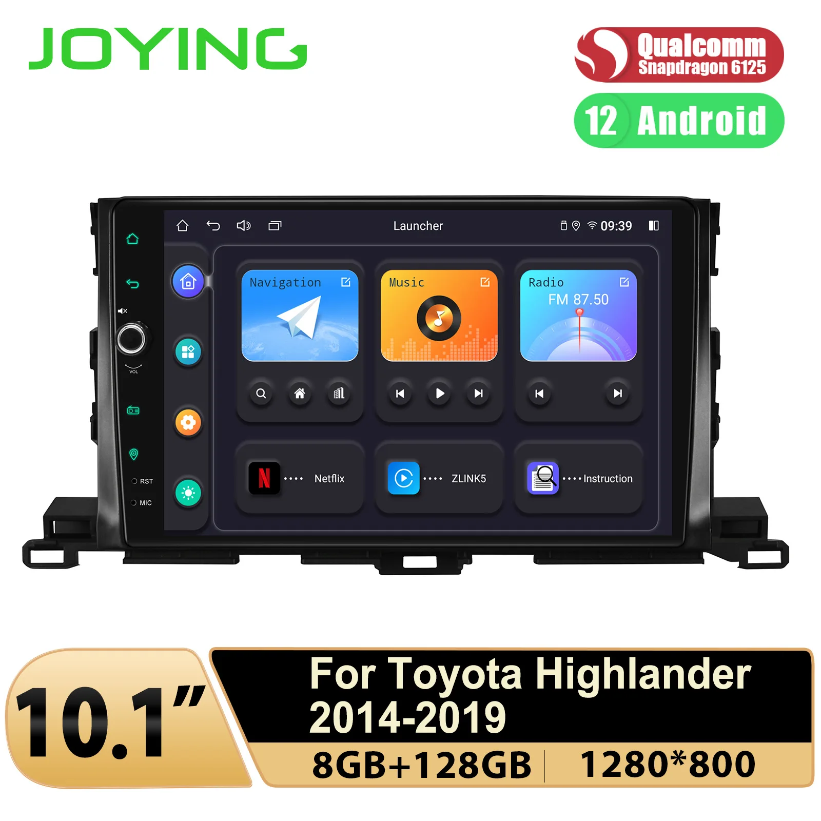 Joying 10.1 "เครื่องเสียงรถยนต์แอนดรอยด์วิทยุเครื่องเล่นมัลติมีเดียเครื่องเล่นรถเล่นสำหรับโตโยต้า Highlander 2014-2018รองรับกล้องโรงงาน