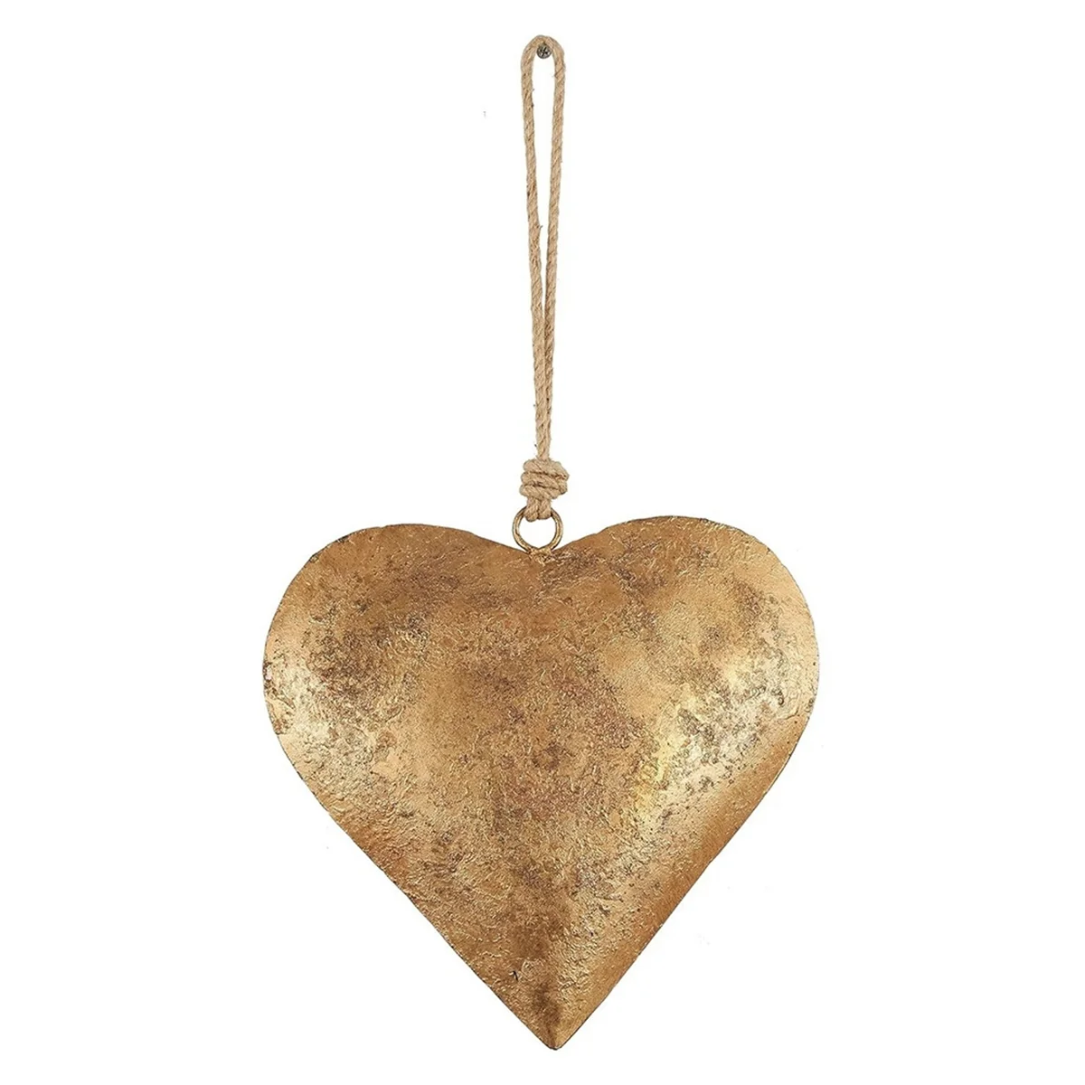 Cloche décorative en forme de cœur en métal 3D A88M, avec corde suspendue, cloche en métal en laiton vieilli