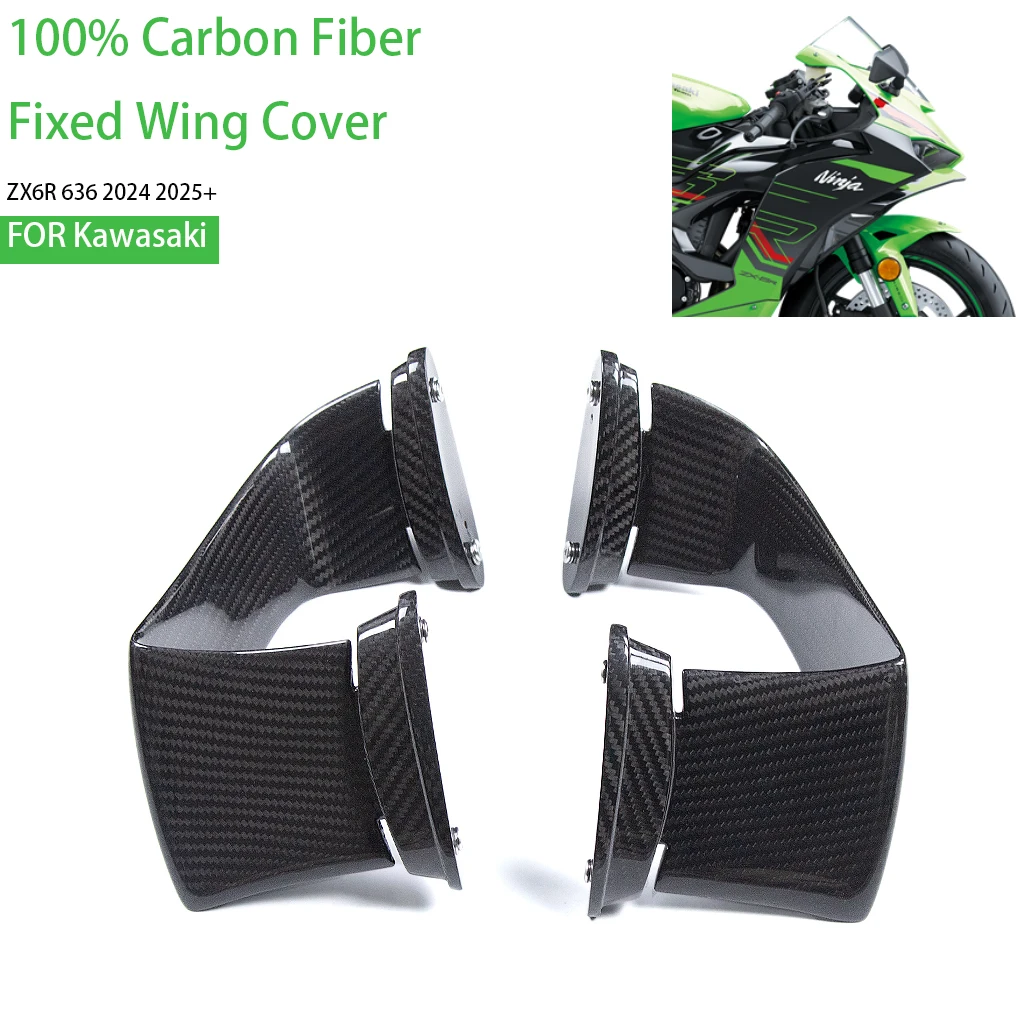 

For Kawasaki ZX6R 2024 2025+ Fairng Kit Motorcycle Carbon Fiber Front Aerodynamic Spoiler Fixed Wing Cover Accessories Protector
