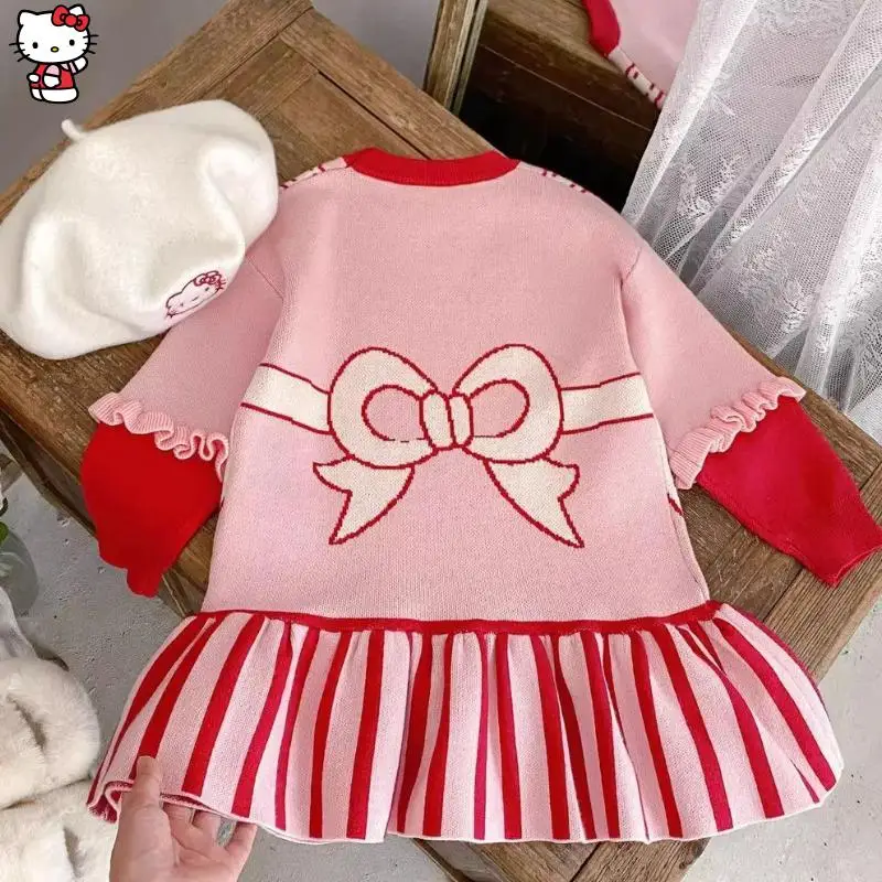 فستان محبوك من سانريو كورومي كاواي للخريف والشتاء، أزياء شتوية بأكمام طويلة، مطرز للطلاب، ملابس أطفال سميكة غير رسمية #6