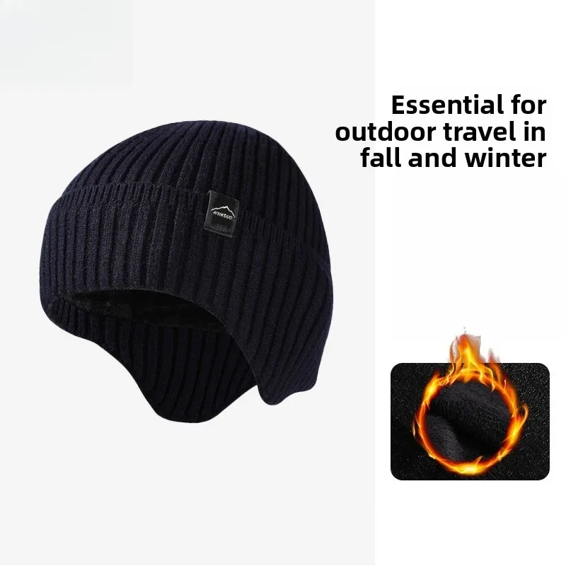 2026 Autumn and Winter New Knitted Hat Versatile Velvet Thickened Warm Outdoor Windproof and Cold Ear Protection Wool Hat