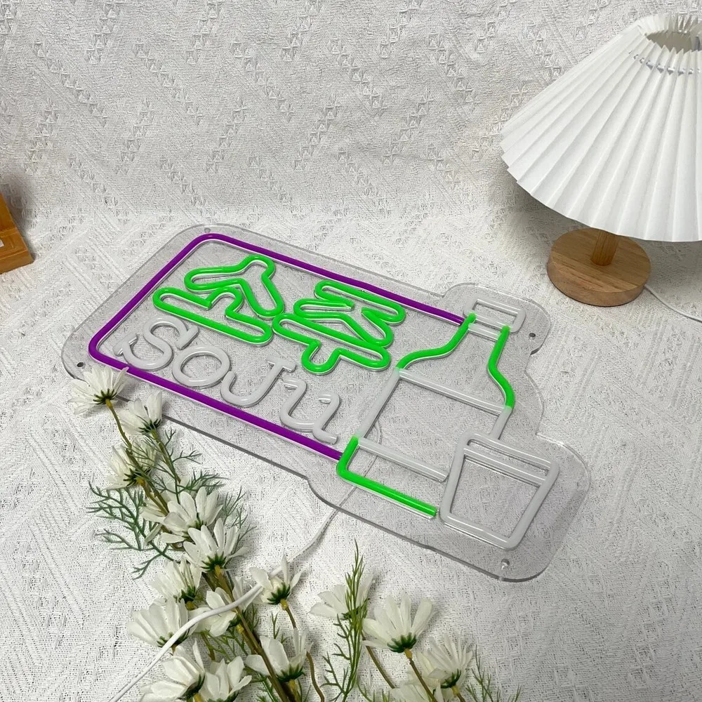 الكورية السوجو النيون LED أضواء النيون تسجيل USB عكس الضوء الأعمال ل الكورية مطعم بار شرب متجر الحانة فندق ديكور هدية #5