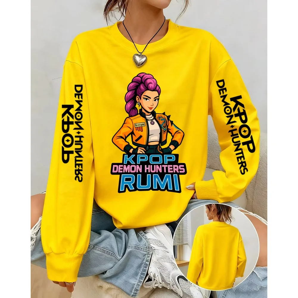 Damska bluza z kapturem jesienna Anime KPop Demon Hunters bluza z kapturem damska codzienna bluza z długim rękawem streetwear