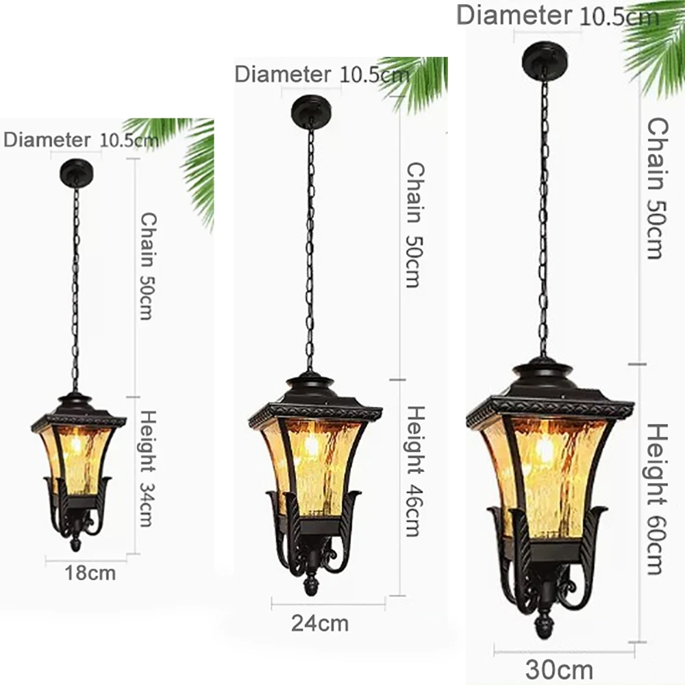 Outdoor Wall Lamp Fixtures Retro Porch Light Vintage Led Night Chandelier for House Gate Patio Garden Exterior Sconce Brown+Gold