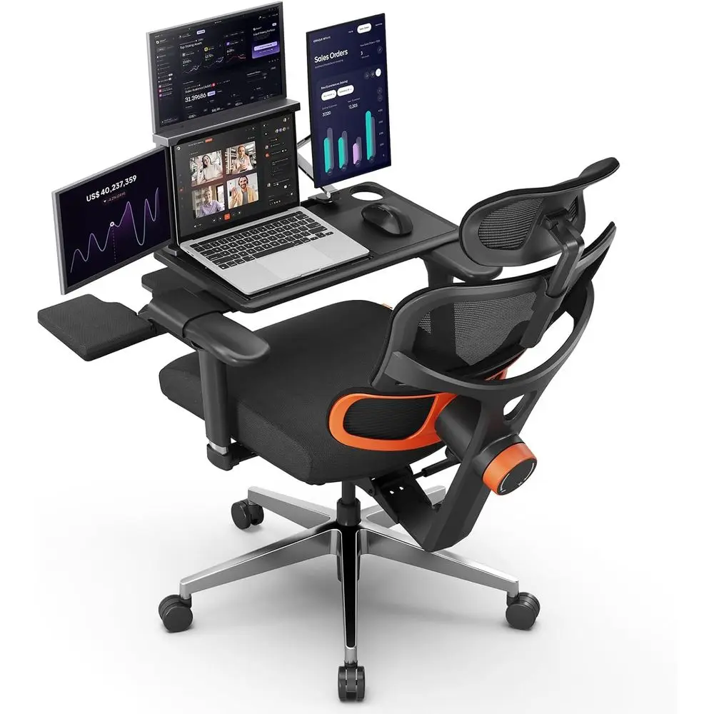 

Fully Adjustable Ergonomic Office Chair with 4D Armrests, 136° Recline, and Laptop Tray Support, Black