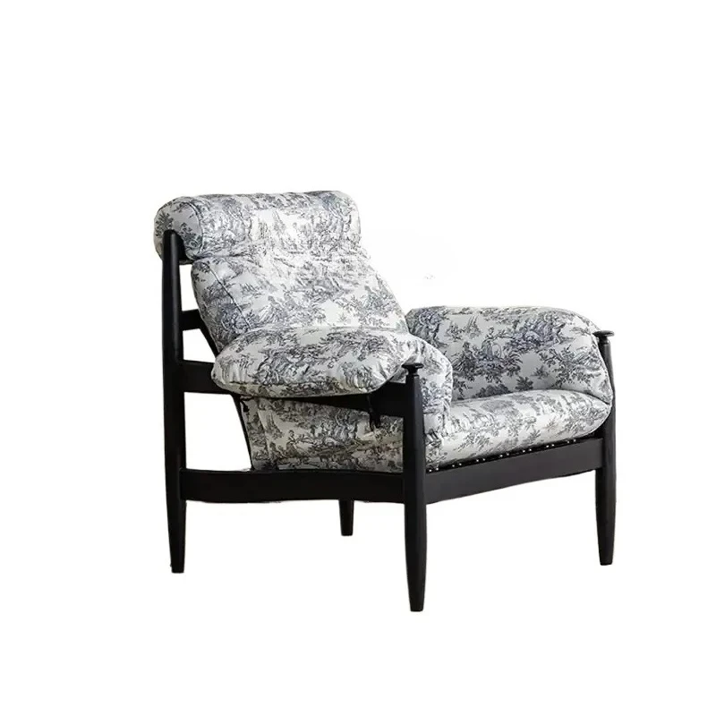 

TQH medieval wabi-sabi wind retro single sofa chair home homestay solid wood leisure chair living room high back chair