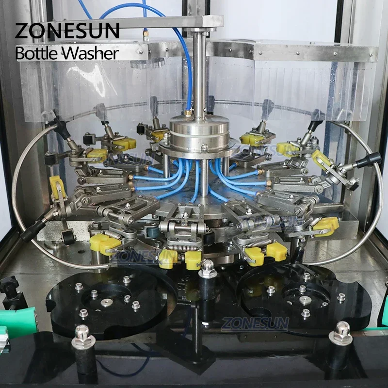 ZONESUN Fully Automatic Beverage Juice Wine Liquid Bottle Washing Machine For Production Line