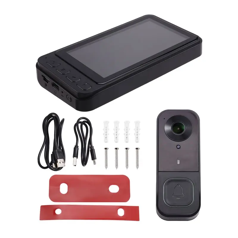 【HOME TOOL】For Wireless HD Video Doorbell With IPS Screen For Wireless Voice Intercom Full-Color Night Vision Low Power Consumpt