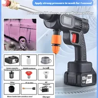 Pistola de lavado de coches de alta presión inalámbrica para el hogar, herramienta portátil con batería de litio recargable, Ideal para coche, bicicleta y patio