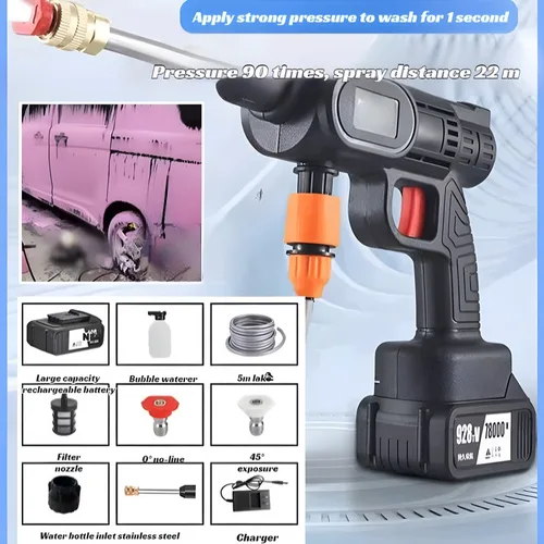 Pistola de lavado de coches de alta presión inalámbrica para el hogar, herramienta portátil con batería de litio recargable, Ideal para coche, bicicleta y patio
