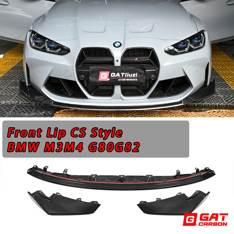 

Для BMW G80 G81 M3 G82 M4 2021-IN CS Стиль Передняя губа Настоящее сухое углеродное волокно Комплект кузова Разветвители Бампер Губа Каналы Сплиттер
