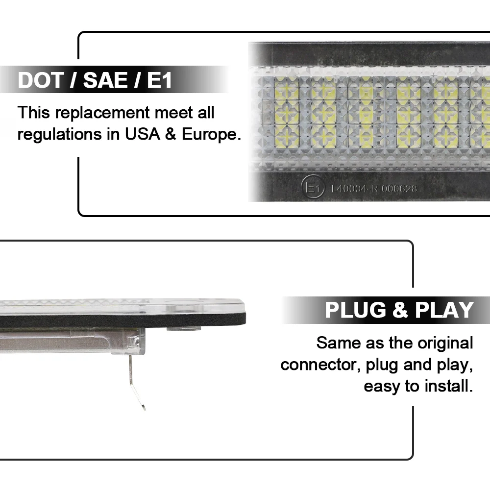 Luces LED para Ford Fiesta MK5 Fusion Estate Mondeo MK2, lámparas de matrícula, 2 piezas, sin errores, 12V, luz blanca para matrícula