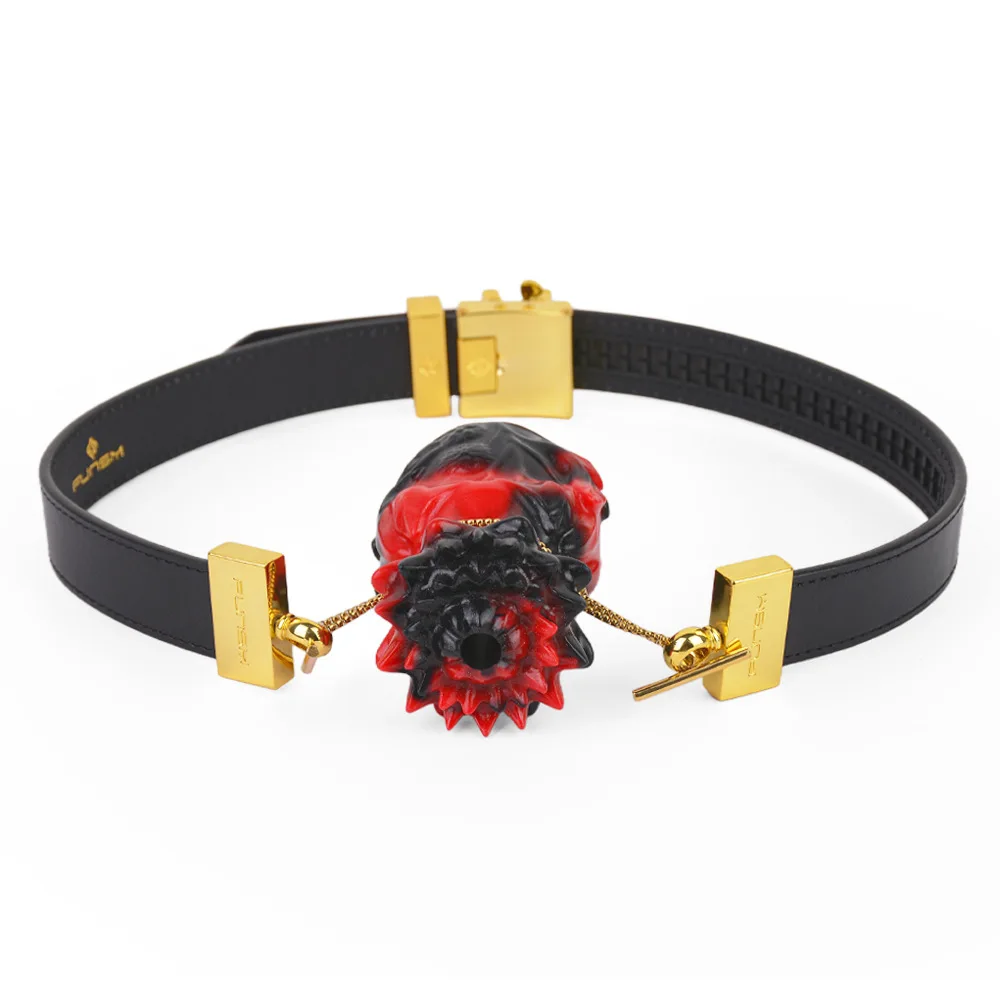 Adult Games Leather Choker with heterotypic Ball Gag, Luxury Restraint Accessory for Sex Toy