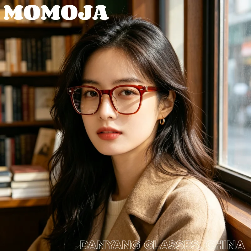 MOMOJA Men's and women's TR90 casual fashion personalized trendy square frame simple design comfortable daily eyeglasses 88657