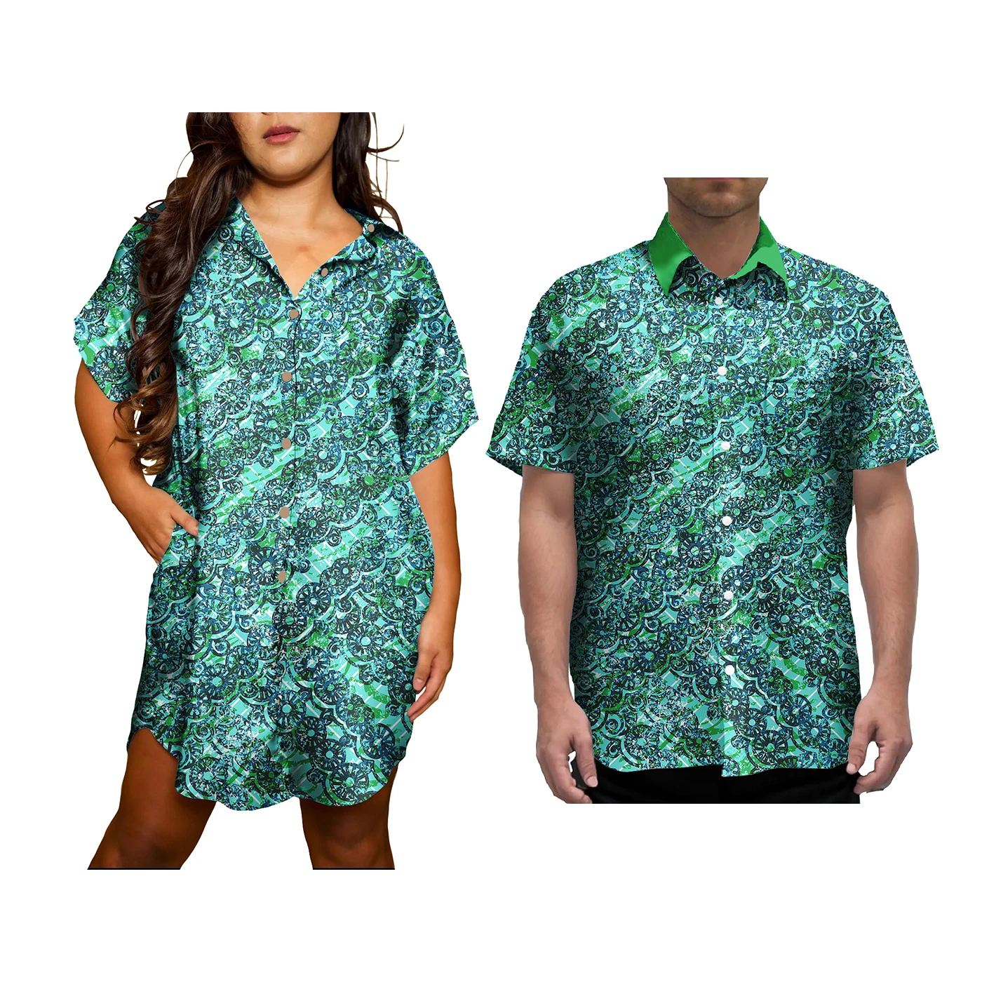 Samoa Hawaii Tribal Matching Set For Couple Samoan Family Outfits Women's Shirt Dress And Men's Aloha Shirts Couple Set