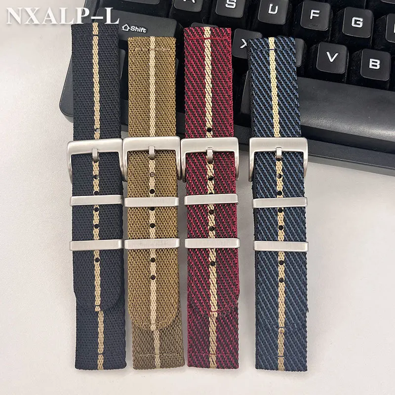 حزام ساعة نايلون ممتاز للرجال ، سوار رياضي عسكري بديل ، تحرير سريع ، سوار ساعة قماش قماشي عالمي ، 20 أو 22 أو