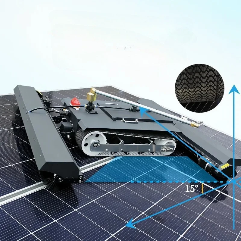 Factory Direct 2026 Double Brush Head Crawler Remote Control Photovoltaic Cleaning Robot Solar Panel Cleaning Tool Power Station