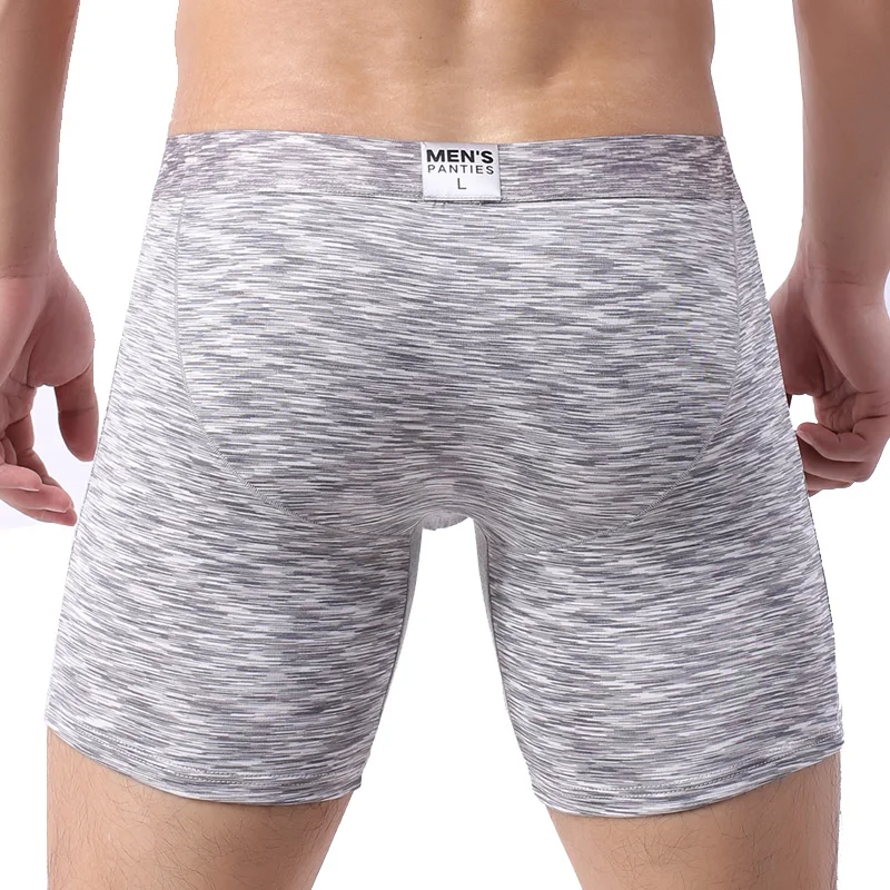 Calzoncillos Boxer de Modal antirozaduras para hombre, pantalones cortos de entrenamiento con abertura frontal, ropa interior de gimnasio de pierna larga, calzoncillos deportivos transpirables de secado rápido