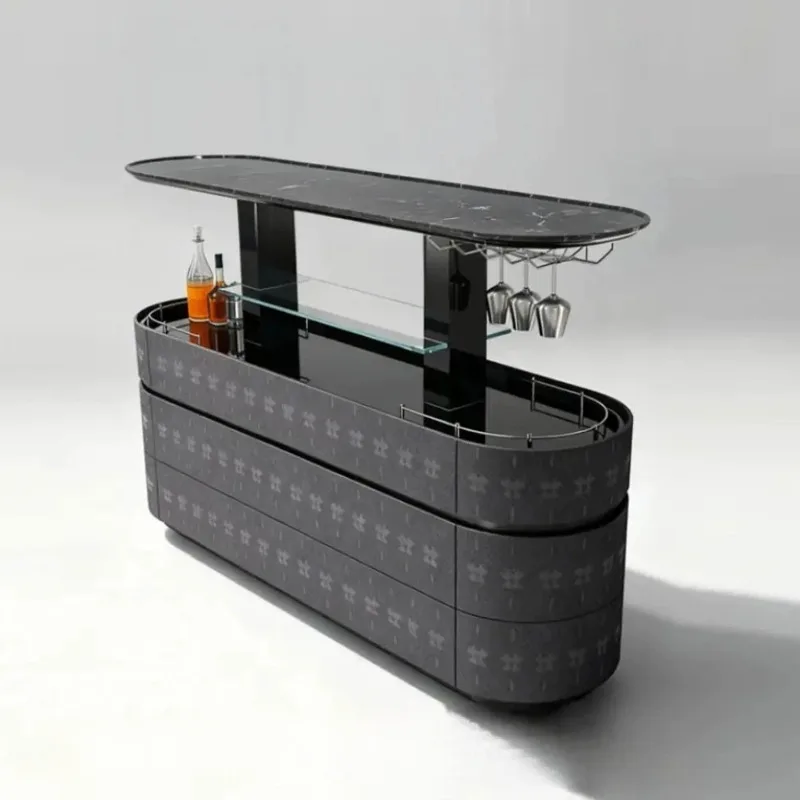 Italian light luxury villa living room design high-end dining side cabinet modern glass bar counter wine cabinet