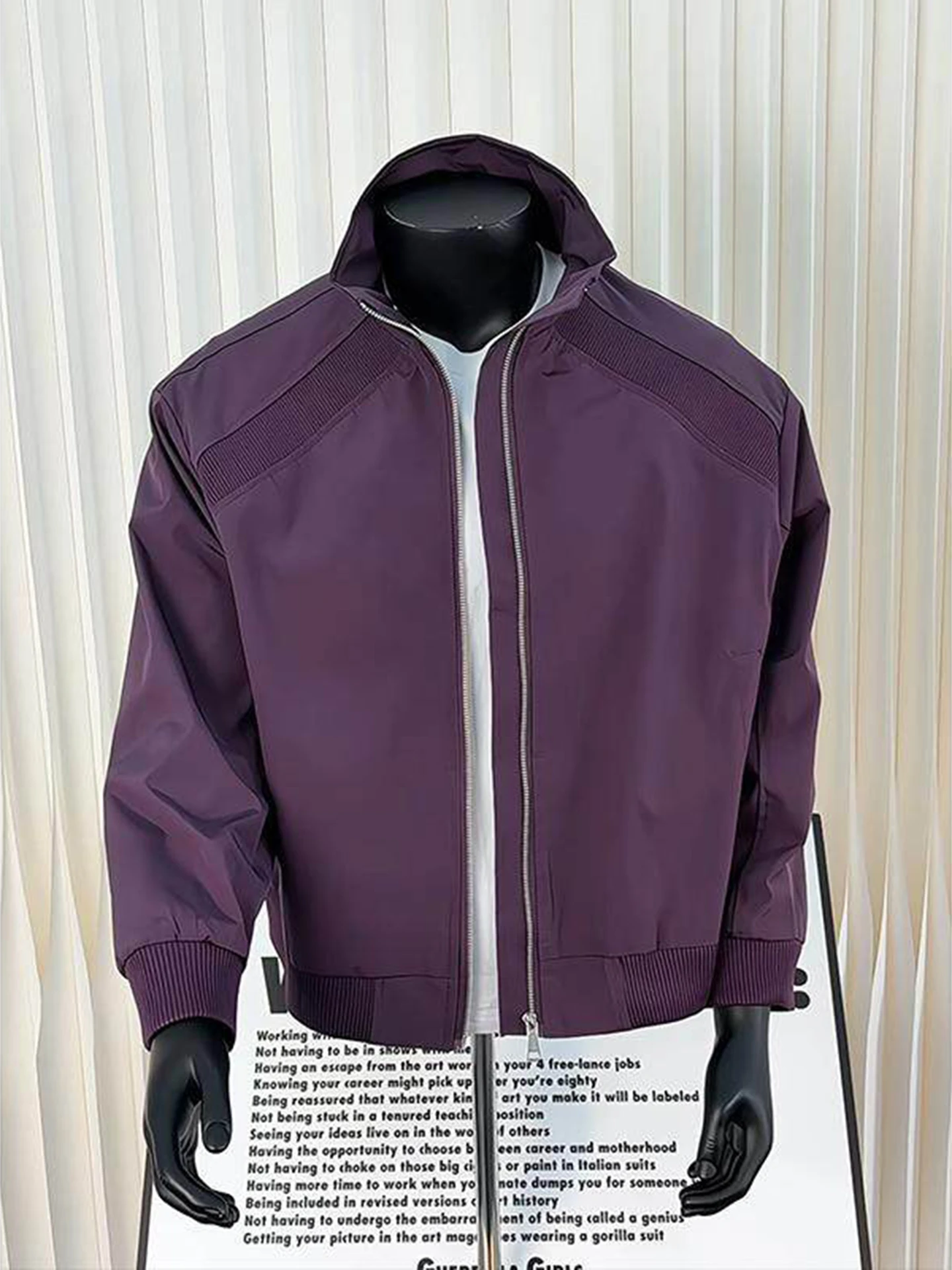 

Purple Structure Stand Collar Flight Jaet Men's Spring 2026 High-End Feeling Baseball orm Tee-Proof proof Coat