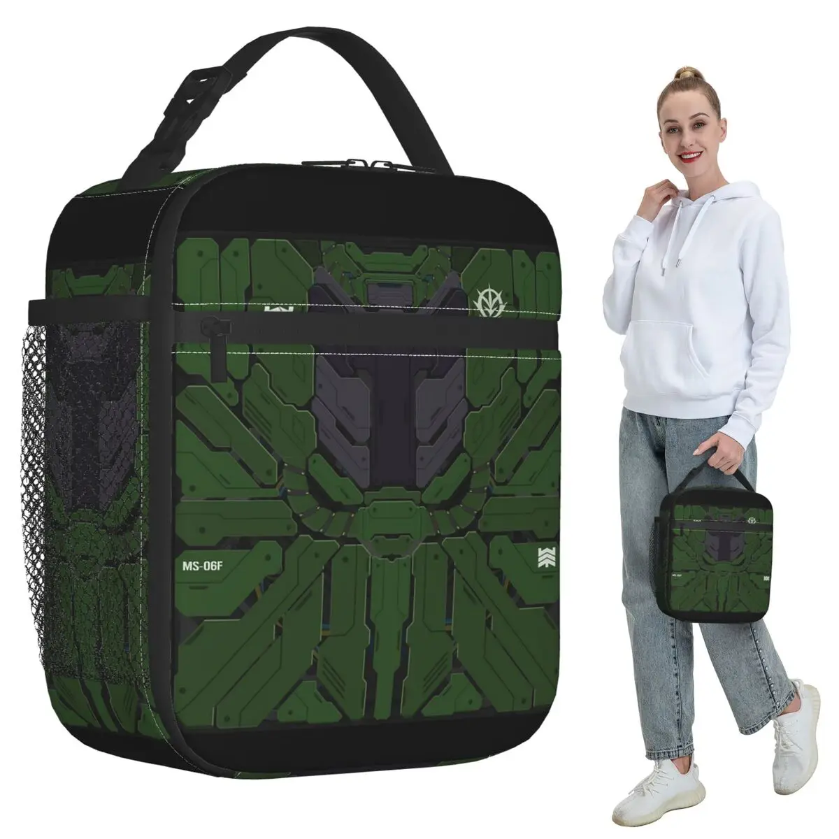 Zeon Zaku II Inspired Insulated Lunch Bag for Kids School Cooler Thermal Food Box Tote Portable Lunch Boxes Container