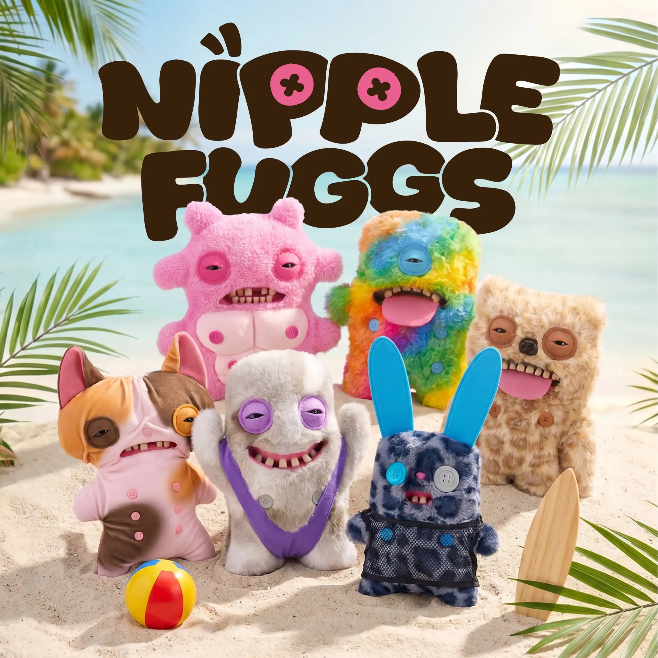 Fuggler Nipple Fuggs 9 Inch Plush Collectible Toy Featuring Funny Ugly Monster Design with Ridiculous Details Old Expressions