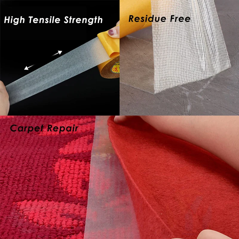 Nastro biadesivo per moquette da 10M resistente maglia traslucida impermeabile Super Traceless per tappetini in legno duro pasta da appendere alla