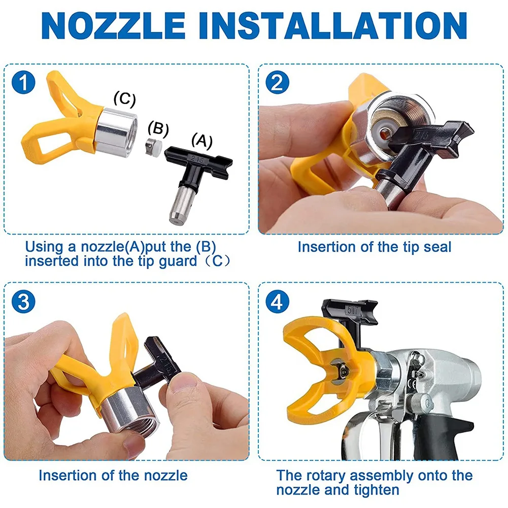 4Pcs Reversible Airless Paint Sprayer Nozzle Tips Airless Sprayer Spraying Machine Parts(215 315 417 523)