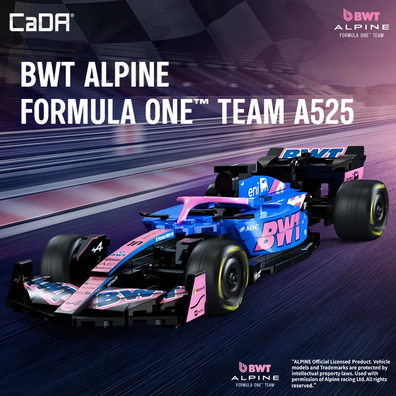 cada-アルパイン-f1-a525-フォーミュラレーシングカー-no43-コレクタブルビルディングブロック、男の子と女の子向けの組み立ておもちゃ、ホリデーギフト