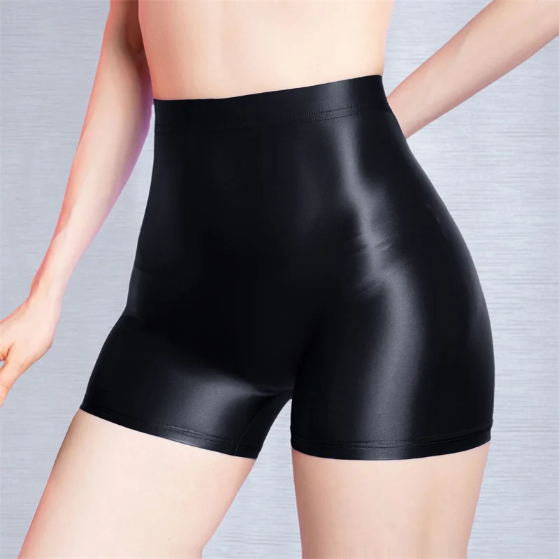 High Waist Peach Hip Glossy Shiny Yoga Shorts Jogger Elastic Tights Yoga Fitness Hot Pants Push Up Booty Lifting Cycling Legging