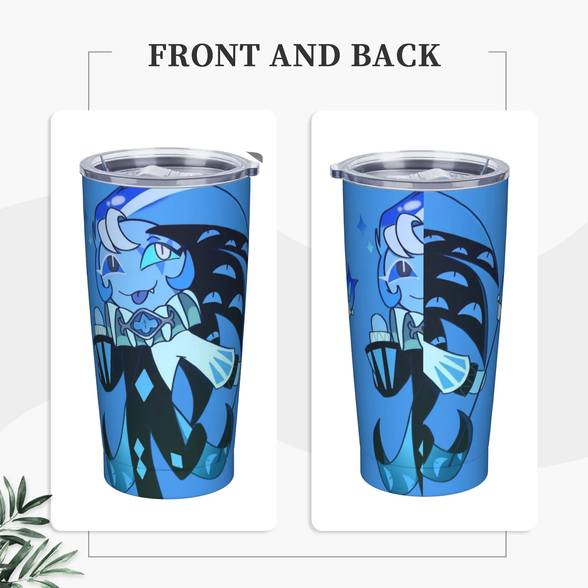 Shadow milk cookie Insulated Tumbler with Straws Lid Cookie Run Kingdom Vacuum Thermal Mug Office Home Car Bottle Cups, 20oz