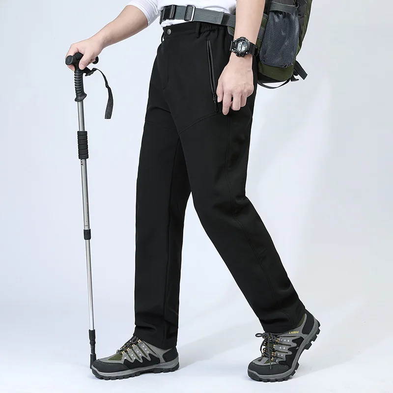 الرجال الخريف الشتاء الصوف الدافئة وزرة غير رسمية في الهواء الطلق الرياضة تمتد تنفس السراويل لينة مريحة النسيج السراويل الطويلة #4