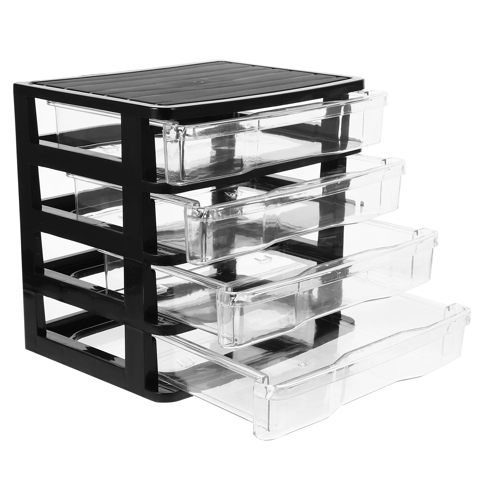 

4 Layers Black Transparent Storage Box Multi Layer Desk Drawer Makeup Organizer Desktop Storage Drawers Office Bedroom Kitchen