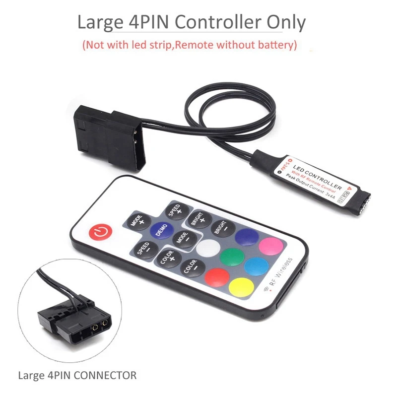 RF17 Keys Remote DC 12V Wireless Large 4 Pin RGB Controller for PC Computer Case 5050 RGB LED Strip Light