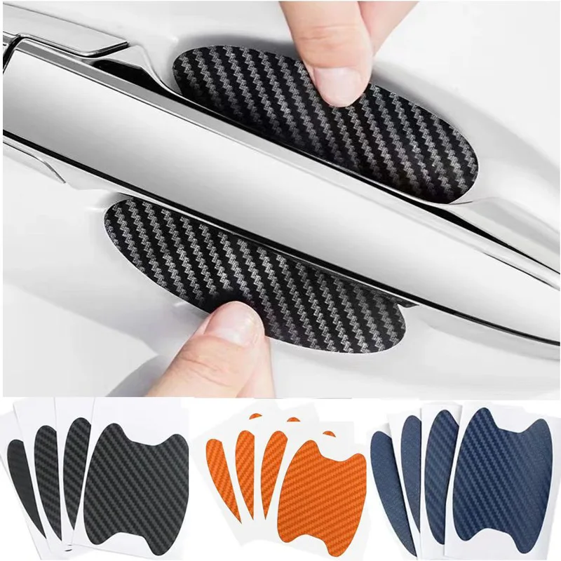 4Pcs/Set Car Door Sticker Carbon Fiber Scratches Resistant Cover Auto Handle Protection Film Exterior Styling Car Accessories