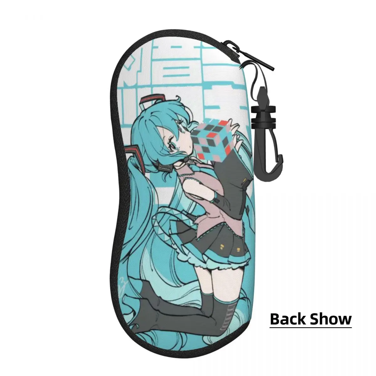 Hatsune Miku casing kacamata cangkang lembut portabel, kantung kacamata ringan ramah perjalanan dengan desain akses mudah