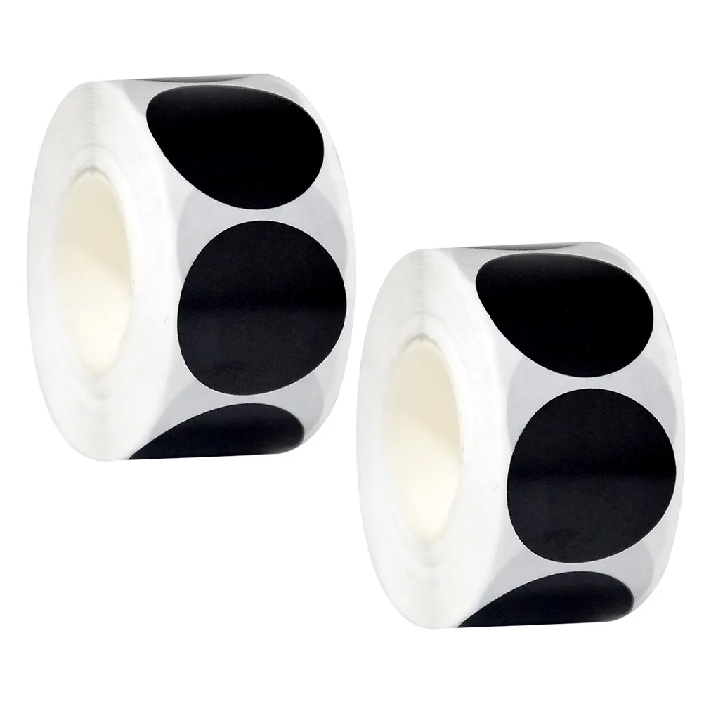 

2pcs 25Mm Black Circle Stickers Roll Waterproof Removable Labels For Color Coding Kitchen Pantry Office Organization Classroom