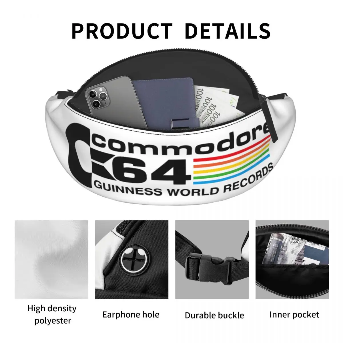 Custom Cool Commodore Logo Fanny Pack Vrouwen Mannen Custom Computer Geek Crossbody Heuptas Voor Reizende Telefoon Geld Etui