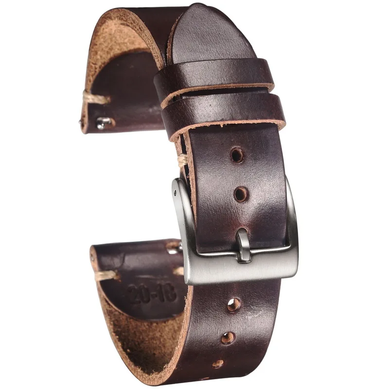 HEMSUT Watch Bands 100% Genuine Leather Quick Release Horween CXL Cowhide Vintage Wrist Strap For Man Women 18 19 20 21 22MM