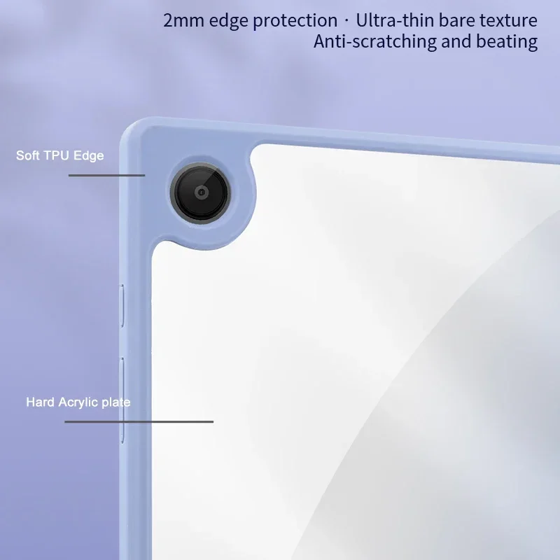 Etui na tablet Samsung Tab S10 S8 S9 Plus S7 S7FE A9 A8 A7 Lite, twarde, przezroczyste, odporne na wstrząsy, z podstawką, skórzane, transparentne. — zdjęcie produktu 6