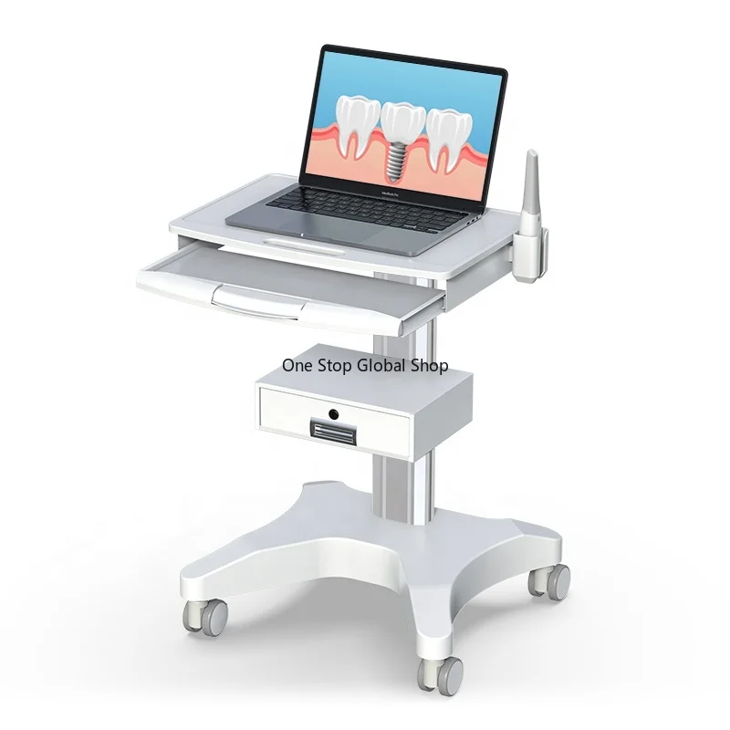 OC-3 Clinic Cart Trolley with Drawers Wheels Laptop Pallet and Oral Scanner Holder