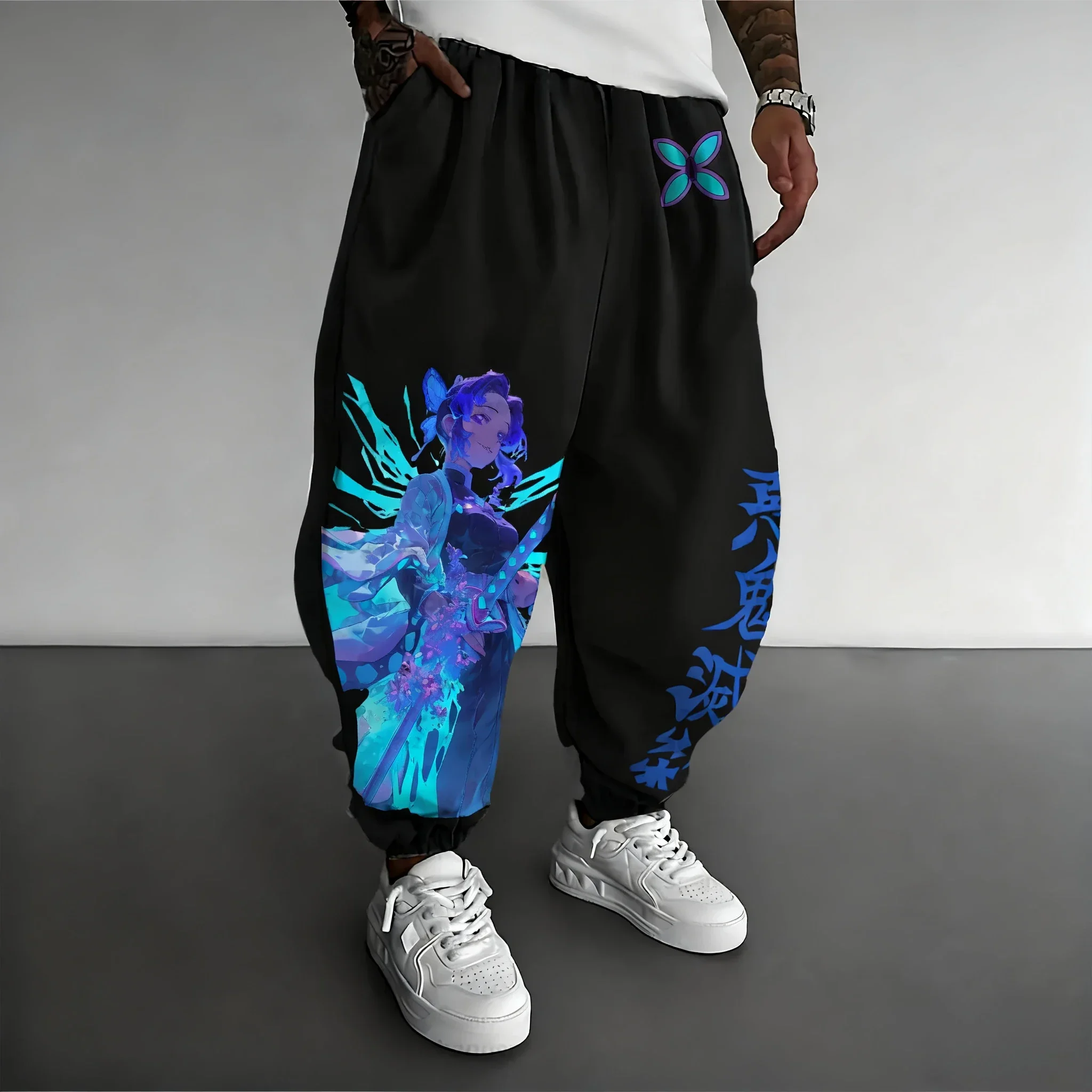

Demon Slayer Plus Size Sweetpants Autumn/Winter Men's Kochou Shinobu Anime Printed American Versatile Trend Casual Pants