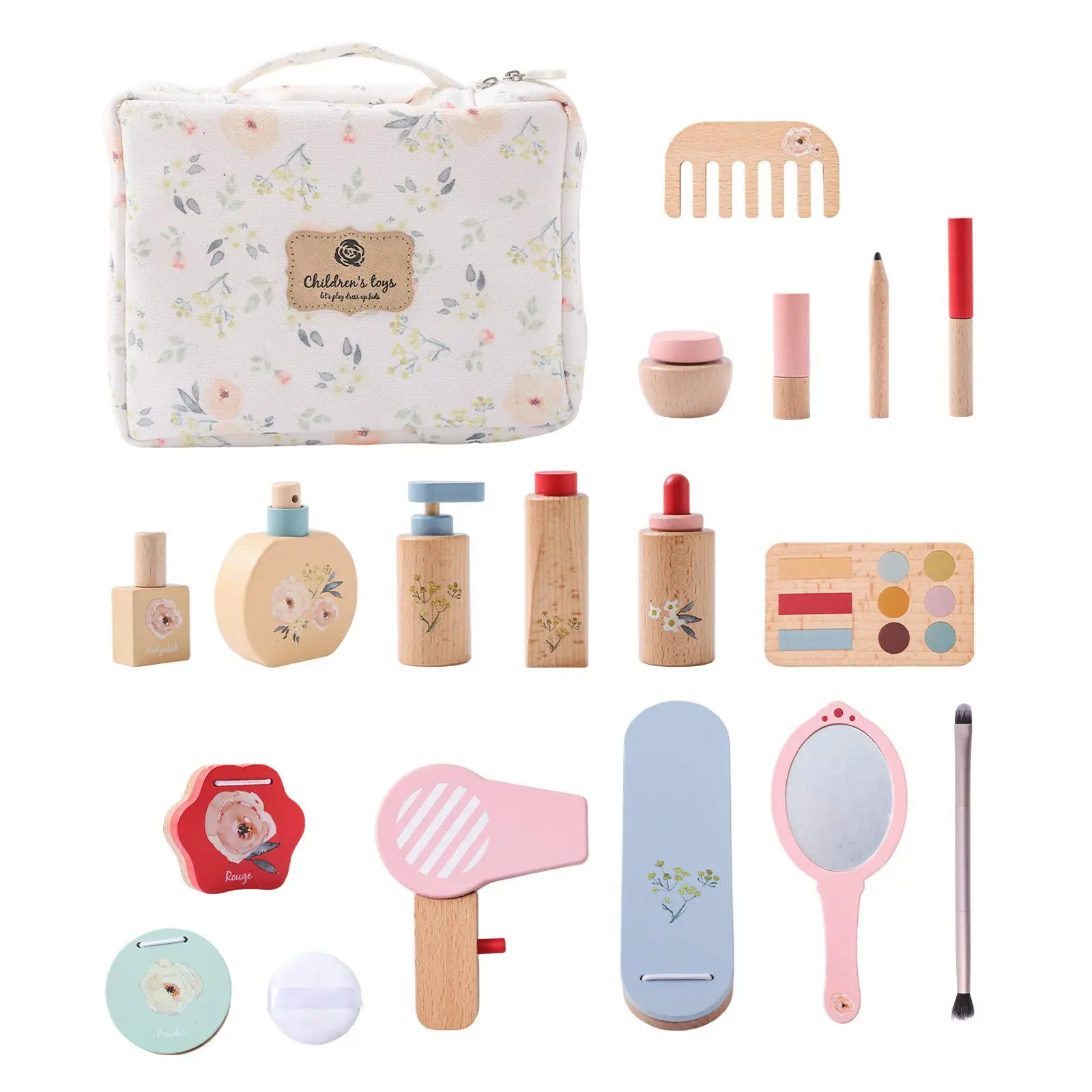 Pretend Play Makeup Beauty Set Girls Gift Early Learing Pretend Wood Beauty